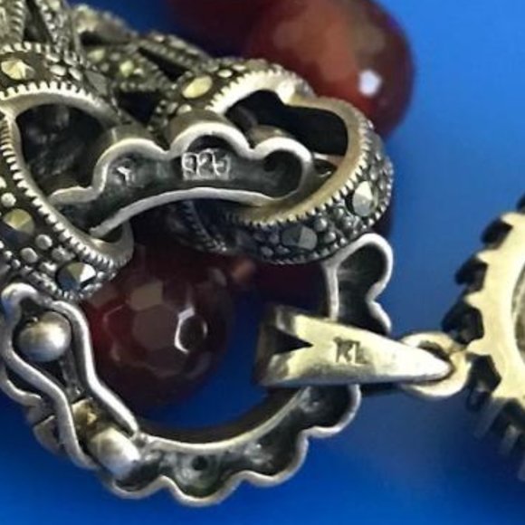 Art Deco Inspired Carnelian Beads & Pendant Necklace - Picture 4 of 16